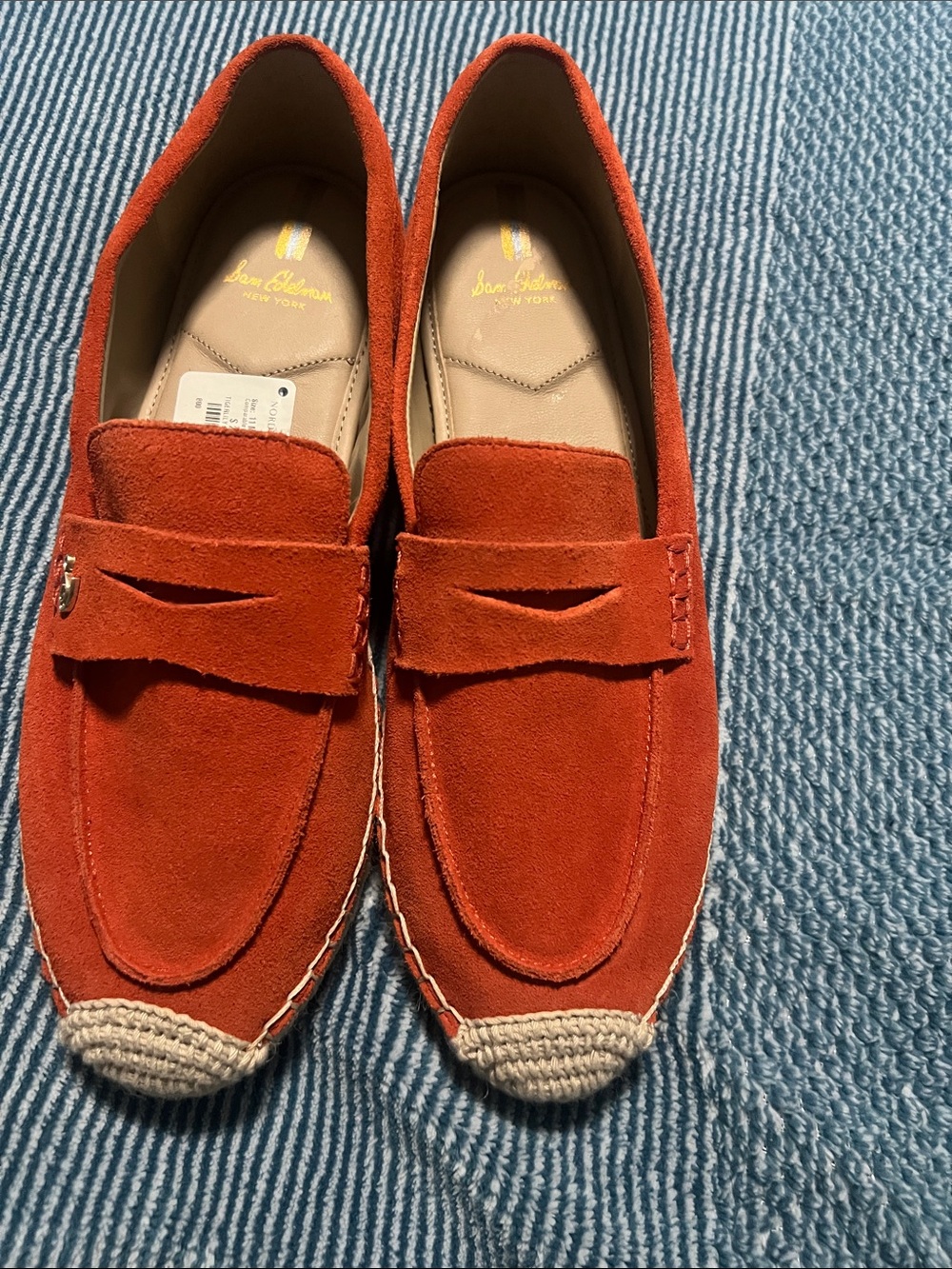 Sam Edelman Orange Suede Slip-On Penny Loafers